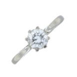 A brilliant-cut diamond single-stone ring.Estimated diamond weight 0.60ct,