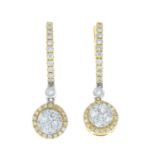 A pair of 18ct gold brilliant-cut diamond earrings.Total diamond weight 0.65ct,