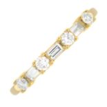 A vari-cut diamond half eternity ring.Estimated total diamond weight 0.30ct,