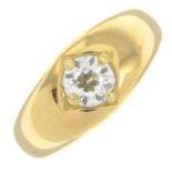 An early 20th century 18ct gold old-cut diamond single-stone ring.Diamond weight 0.56ct,