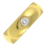 An 18ct gold brilliant-cut diamond single-stone band ring.