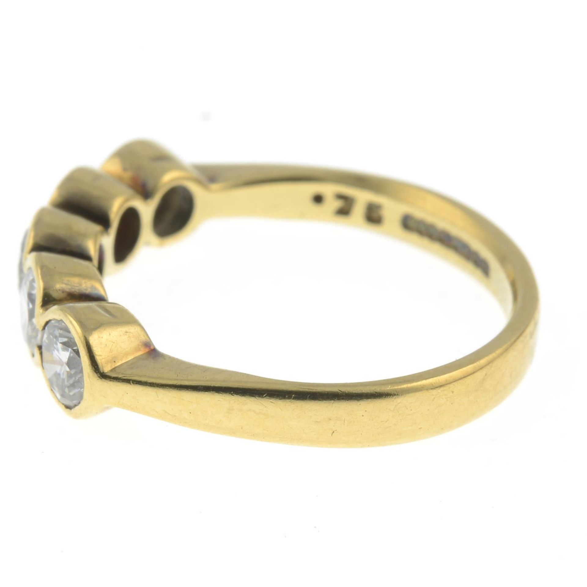 An 18ct gold brilliant-cut diamond five-stone ring.Total diamond weight 0.75ct, - Image 2 of 3