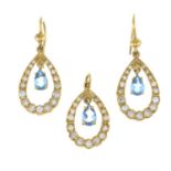 A set of aquamarine and brilliant-cut diamond jewellery,