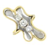 A brilliant-cut diamond bi-colour dress ring.Estimated total diamond weight 0.80ct,