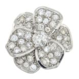 An 18ct gold brilliant-cut diamond floral dress ring.Estimated total diamond weight 1.45cts,