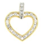 An 18ct gold brilliant-cut diamond heart-shape pendant.Estimated total diamond weight 0.75ct,