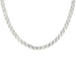 An illusion-set brilliant-cut diamond necklace.Estimated total diamond weight 3cts.Stamped