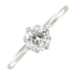An old-cut diamond single-stone ring.Estimated diamond weight 0.65ct,