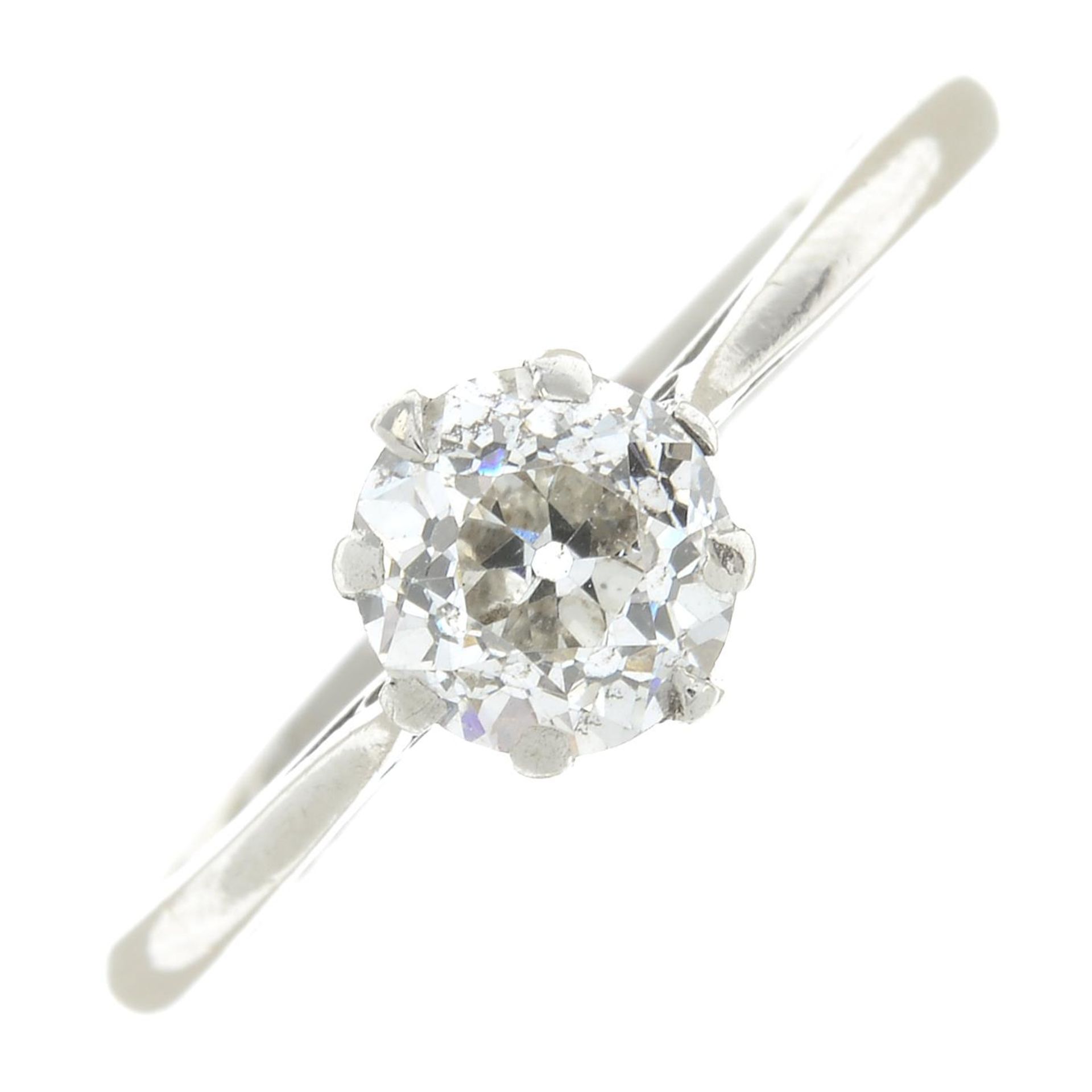 An old-cut diamond single-stone ring.Estimated diamond weight 0.65ct,