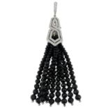 An 18ct gold black spinel and brilliant-cut diamond 'The London Collection' tassel pendant.