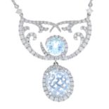 An 18ct gold aquamarine and brilliant-cut diamond pendant,