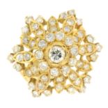 A brilliant-cut diamond floral cluster ring.Total diamond weight 1.60cts,