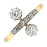A mid 20th century old-cut diamond dress ring.Estimated total diamond weight 0.65ct,