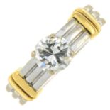 An 18ct gold brilliant-cut diamond single-stone ring.Estimated diamond weight 0.80ct,