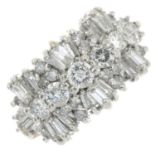 A vari-cut diamond dress ring.Estimated total diamond weight 1.25cts.Stamped 14k.Ring size O1/2.