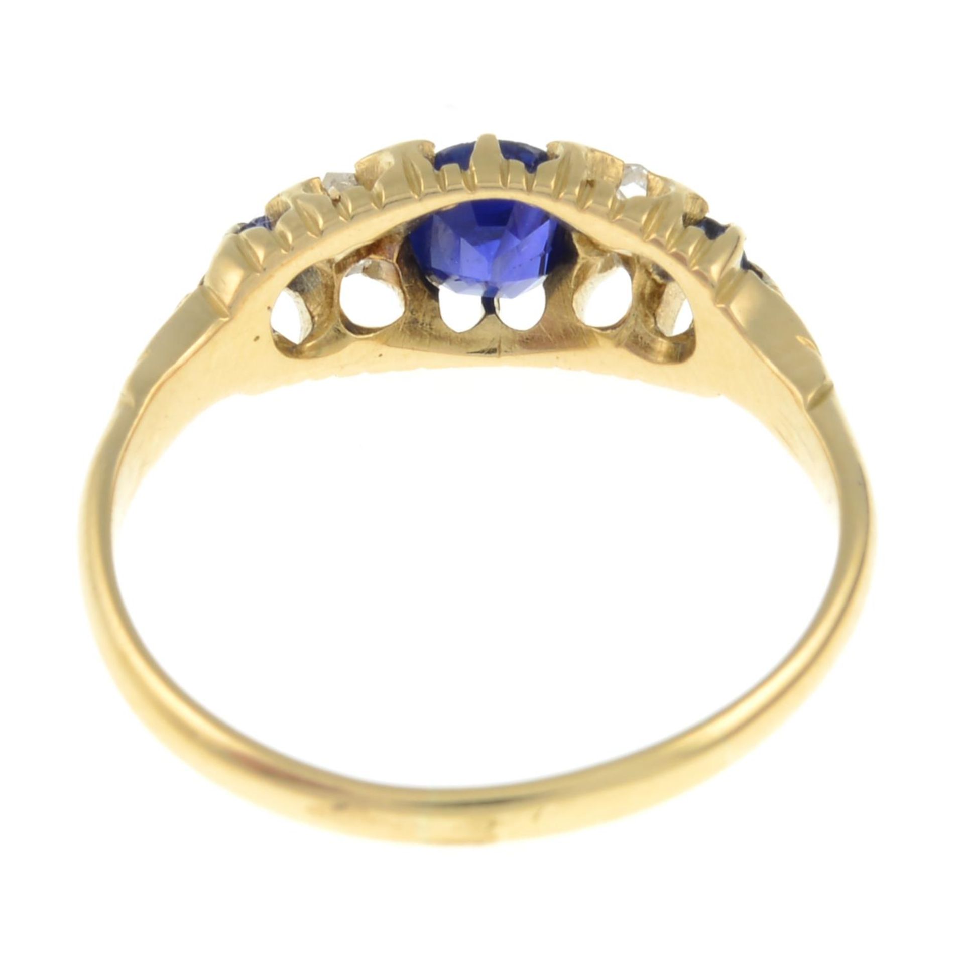 A late Victorian 18ct gold sapphire and rose-cut diamond ring.Hallmarks for Birmingham, - Image 3 of 3