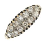 A late 19th century 18ct gold old-cut diamond two-row ring.Estimated total diamond weight 0.70ct.