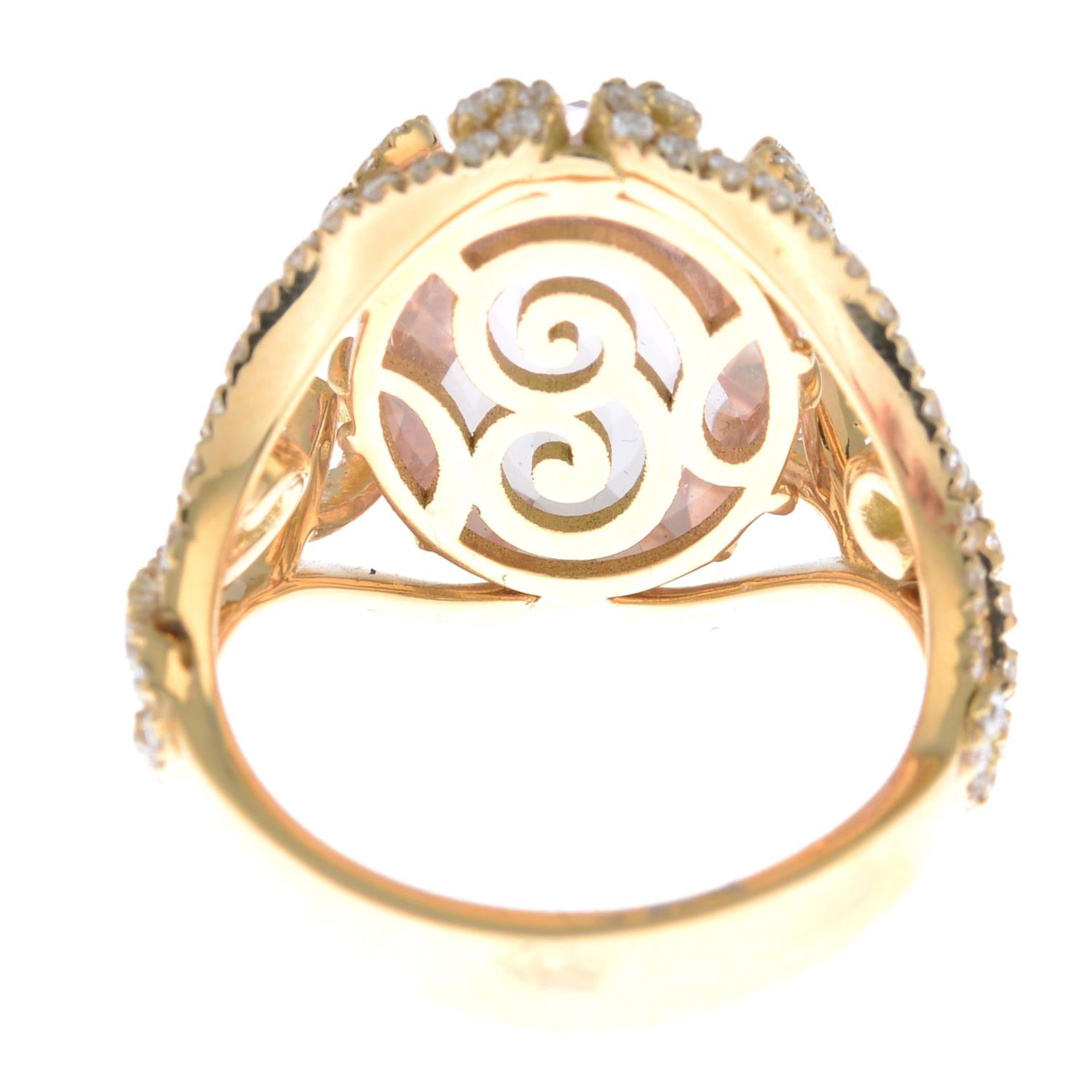 An 18ct gold morganite and brilliant-cut diamond dress ring.Morganite weight 7.76cts.Diamond weight - Image 3 of 3