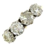 A brilliant-cut diamond four-stone ring.Estimated total diamond weight 1.85cts,