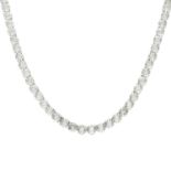 An illusion-set brilliant-cut diamond necklace.Estimated total diamond weight 4cts.Stamped