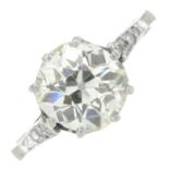An old-cut diamond single-stone ring.Principal diamond estimated weight 2.40cts,