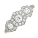 An 18ct gold brilliant-cut diamond dress ring.Estimated total diamond weight 0.50ct,