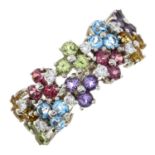 A vari-hue gem-set and brilliant-cut diamond dress ring.Gems to include citrine,