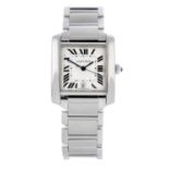 CARTIER - a gentleman's Tank Francaise bracelet watch.