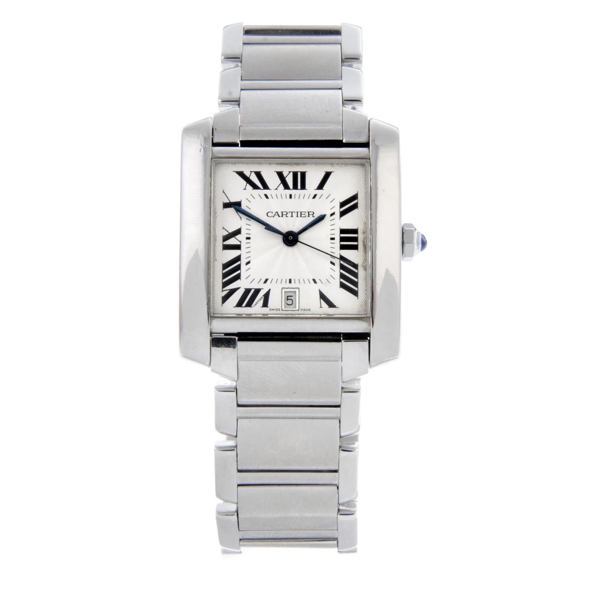 CARTIER - a gentleman's Tank Francaise bracelet watch.