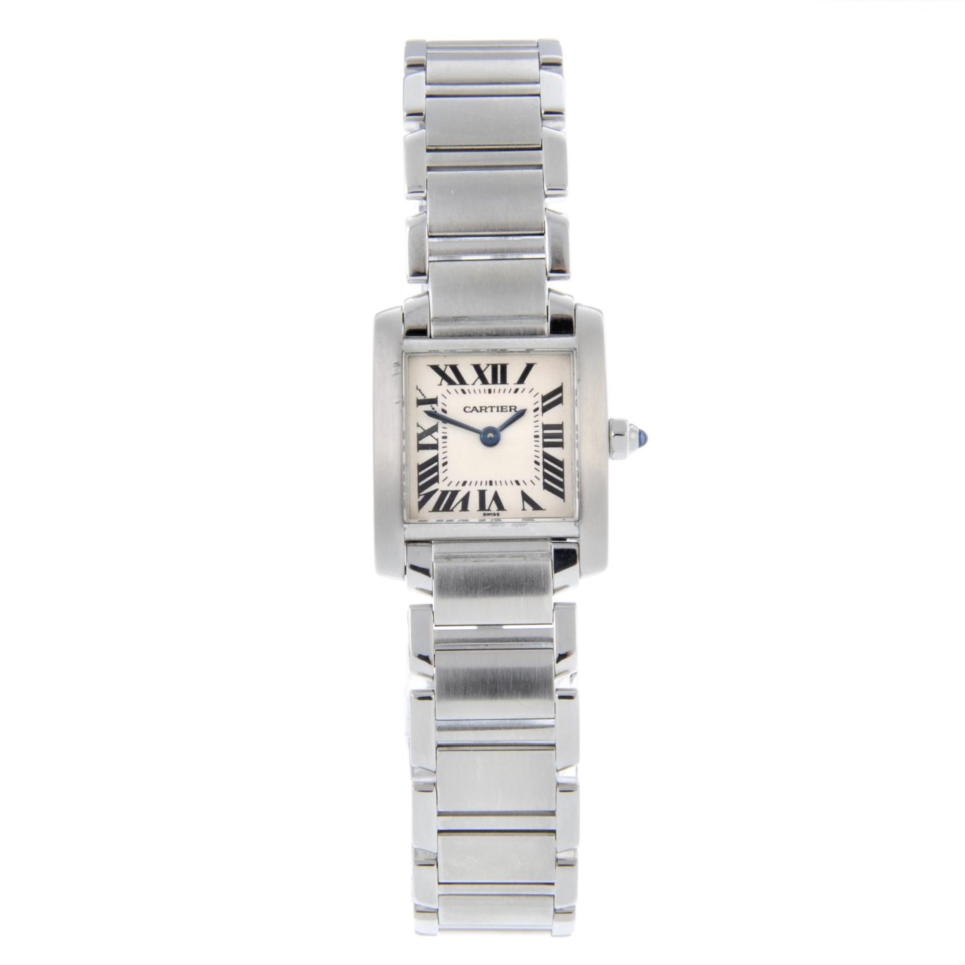 CARTIER - a lady's Tank Francaise bracelet watch.