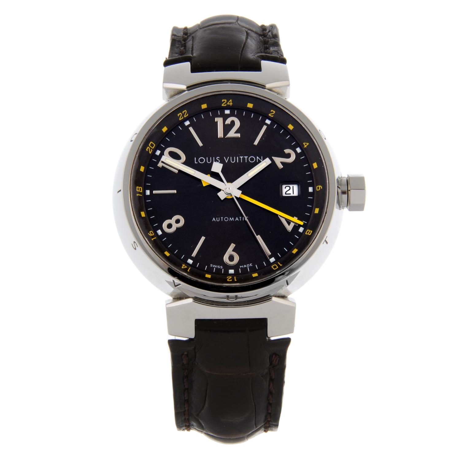 LOUIS VUITTON - a gentleman's Tambour GMT wrist watch.