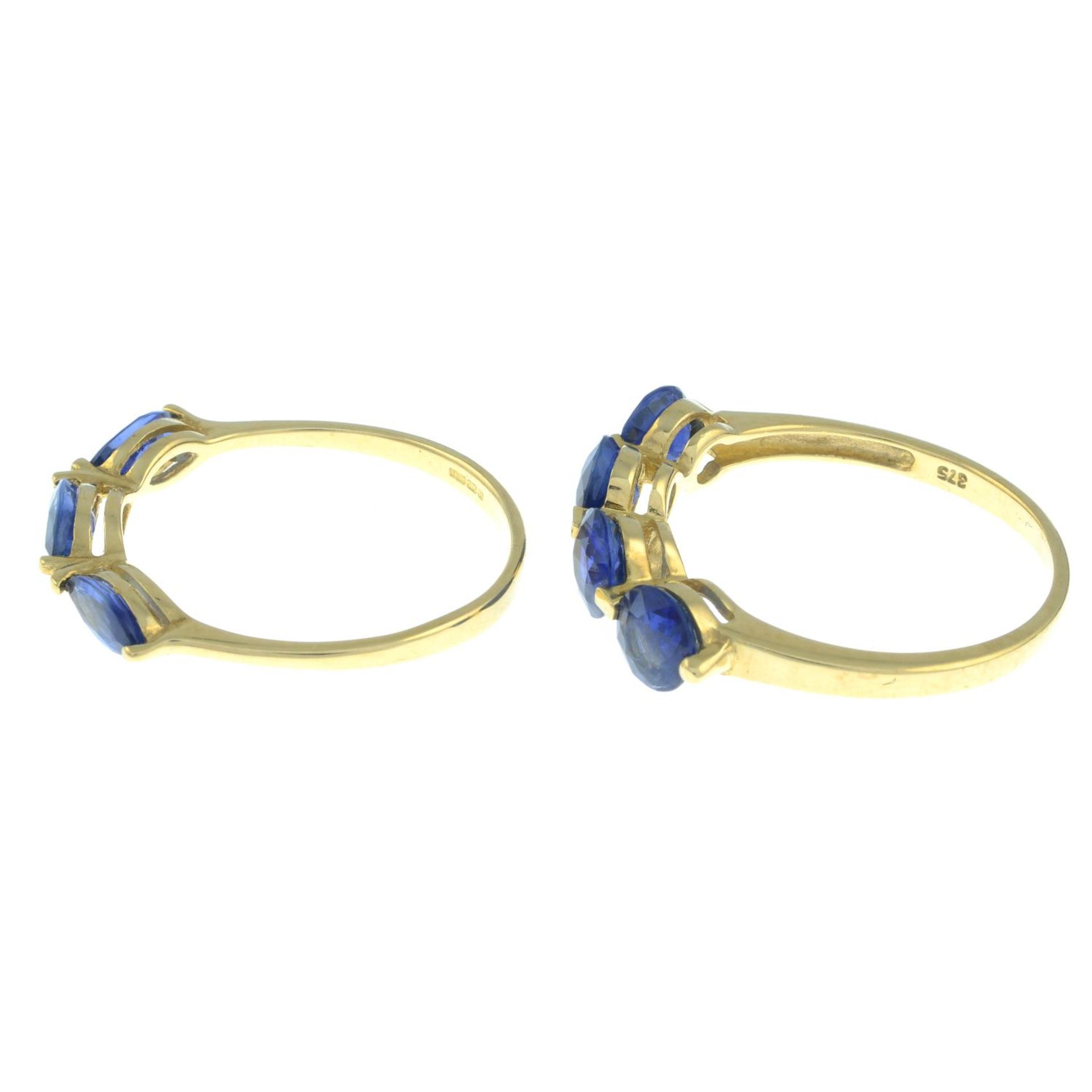 Two 9ct gold sapphire rings.Hallmarks for 9ct gold. - Image 3 of 3