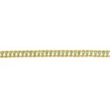 An emerald line bracelet.Stamped 14K.Length 18cms.