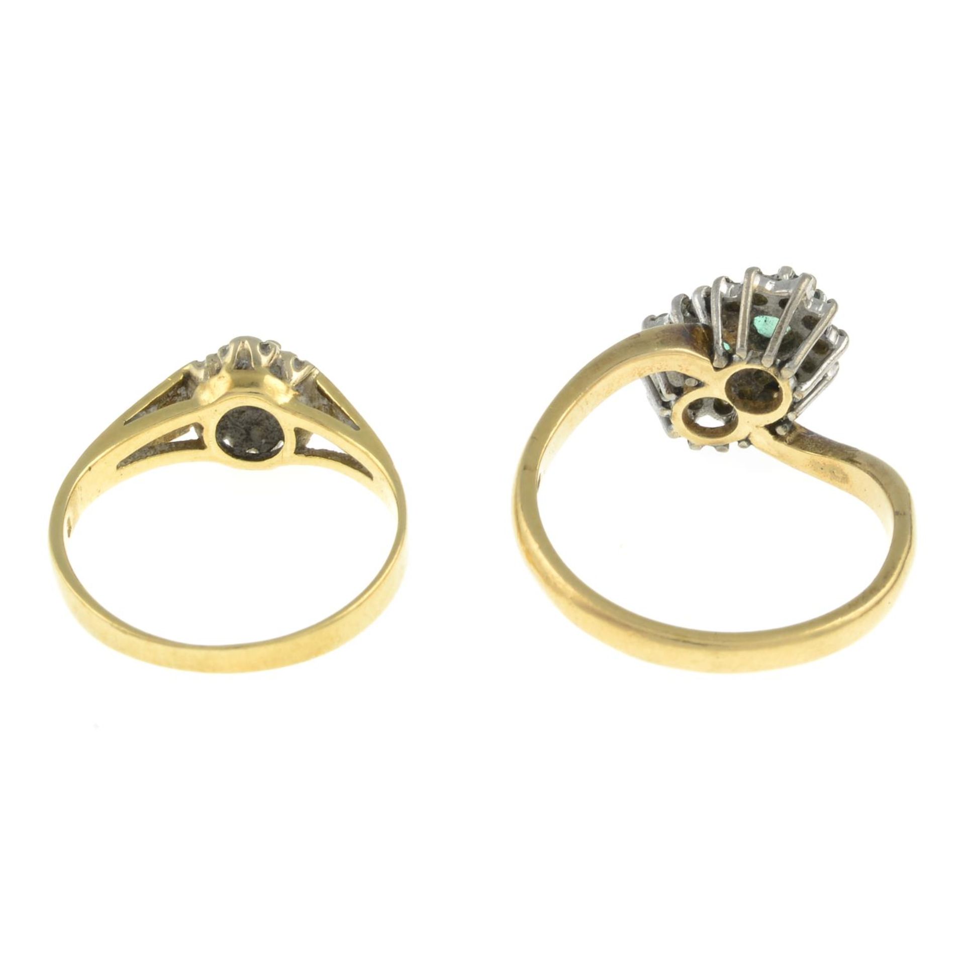 18ct gold emerald and diamond double cluster ring, - Image 3 of 3