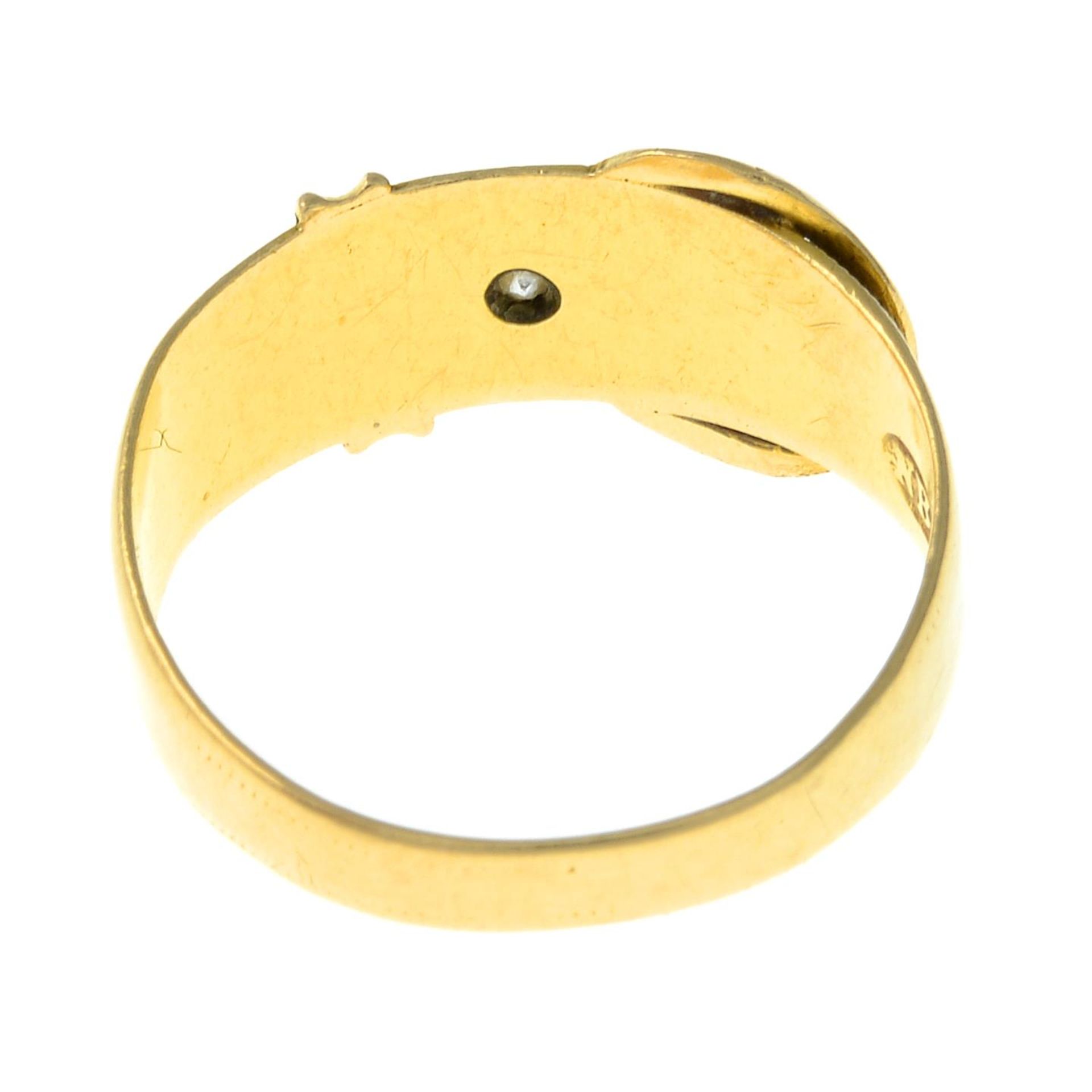 A late Victorian 18ct gold diamond buckle ring.Hallmarks for Birmingham, 1893.Ring size L. - Image 2 of 2