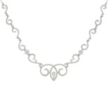 An 18ct gold diamond openwork necklace.Estimated total diamond weight 2cts.