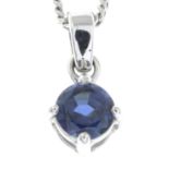 An 18ct gold sapphire pendant, with 18ct gold chain.