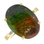 A 9ct gold ammolite triplet single-stone ring.Hallmarks for 9ct gold.