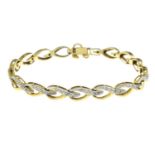 A 9ct gold diamond bracelet.Estimated total diamond weight 0.30ct.