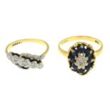 18ct gold sapphire and diamond cluster ring,