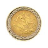 A 9ct gold half sovereign ring.Half sovereign dated 1911.