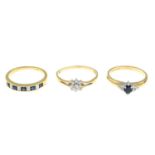 9ct gold sapphire and diamond dress ring,