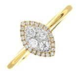 An 18ct gold diamond cluster ring.Estimated total diamond weight 0.40ct.