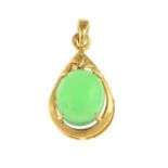 A jade pendant.Stamped 18K.