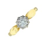 An 18ct gold diamond single-stone ring.Estimated diamond weight 0.25ct, I-J colour, SI clarity.