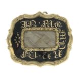 An early Victorian black enamel memorial brooch.May be worn as a pendant.