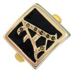 A mid Victorian 22ct gold onyx and split pearl initial ring.Hallmarks for Birmingham,