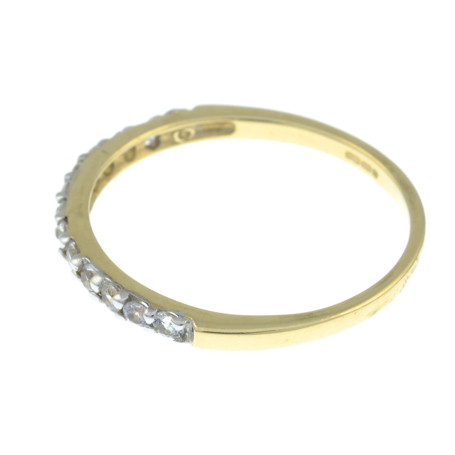 Seven 9ct gold white sapphire and colourless zircon half eternity rings.Hallmarks for 9ct gold. - Image 4 of 4