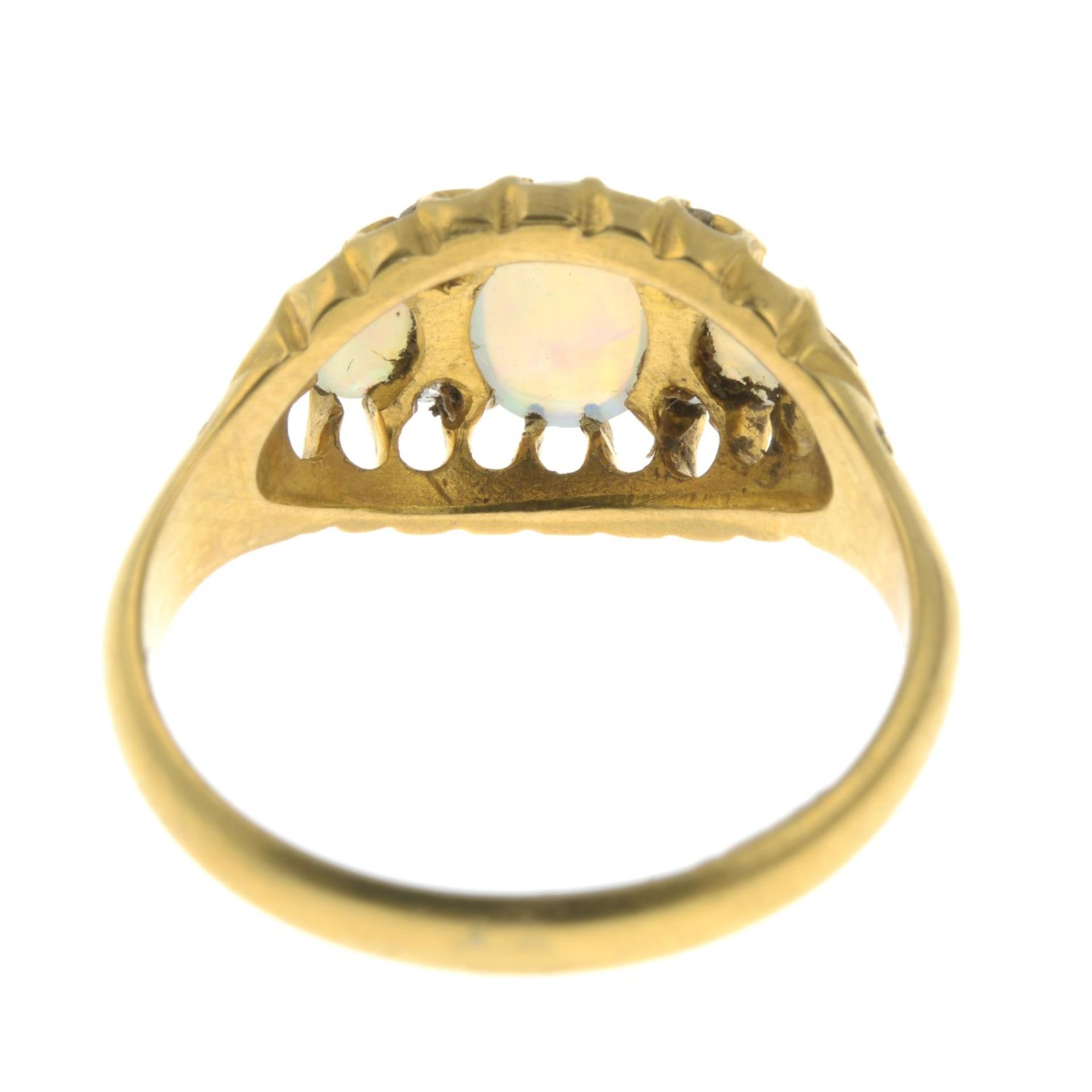 An Edwardian 18ct gold opal and diamond ring.Hallmarks for Birmingham, 1904. - Image 2 of 2