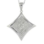 A 9ct gold diamond pendant, with 9ct gold chain.Total diamond weight 0.35ct.